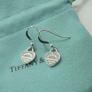 NEW Mini Heart Hook Earrings Return to Tiffany & Co Solid 925 Sterling Silver